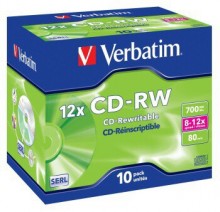 Ostatní - CD-RW Verbatim 80min, 700MB, 8-12x, jewel case